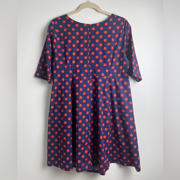 Cherry Velvet Plus Blue.Red Polka Dot Retro Rockabilly 100% Cotton Dress Size 2X - Picture 4 of 13